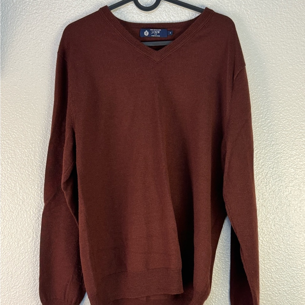 J. Crew 100% Merino Wool V Neck Sweater Plum size M